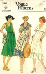 7080 VOGUE 1979 SLEEVELESS FLARE DRESS CAPELET COLLAR OR NOT PATTERN 10 OR 8 CHOICE